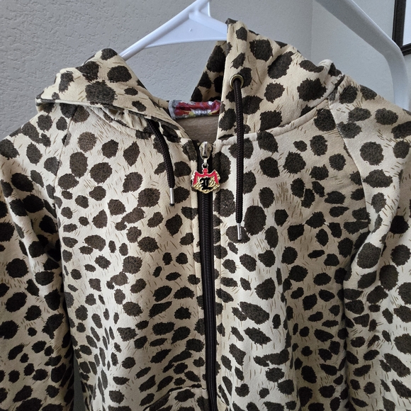 L.A.M.B. Leopard Print Zip Hoodie - Cream & Brown - Picture 3 of 4
